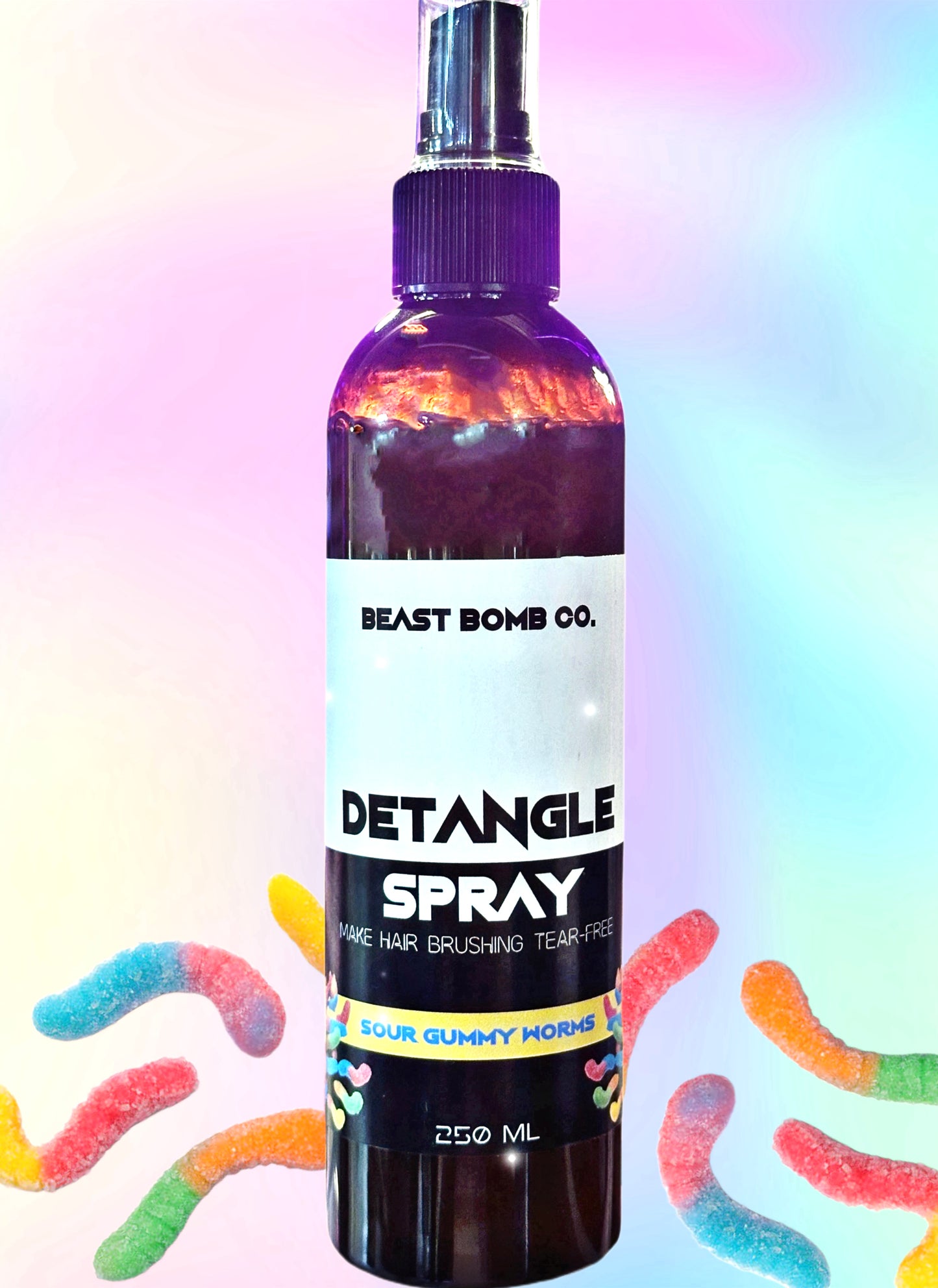 Sour gummy worms detangle spray